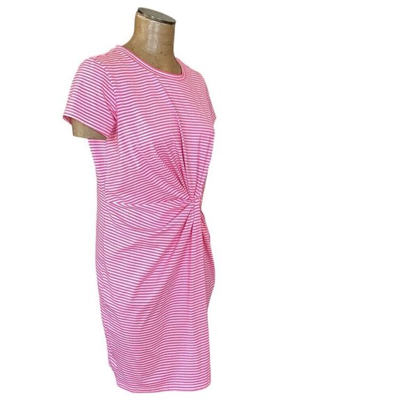 Vineyard Vines Pink Striped Sankaty Twist Front Tee-Shirt Dress M #295F - Picture 4 of 8